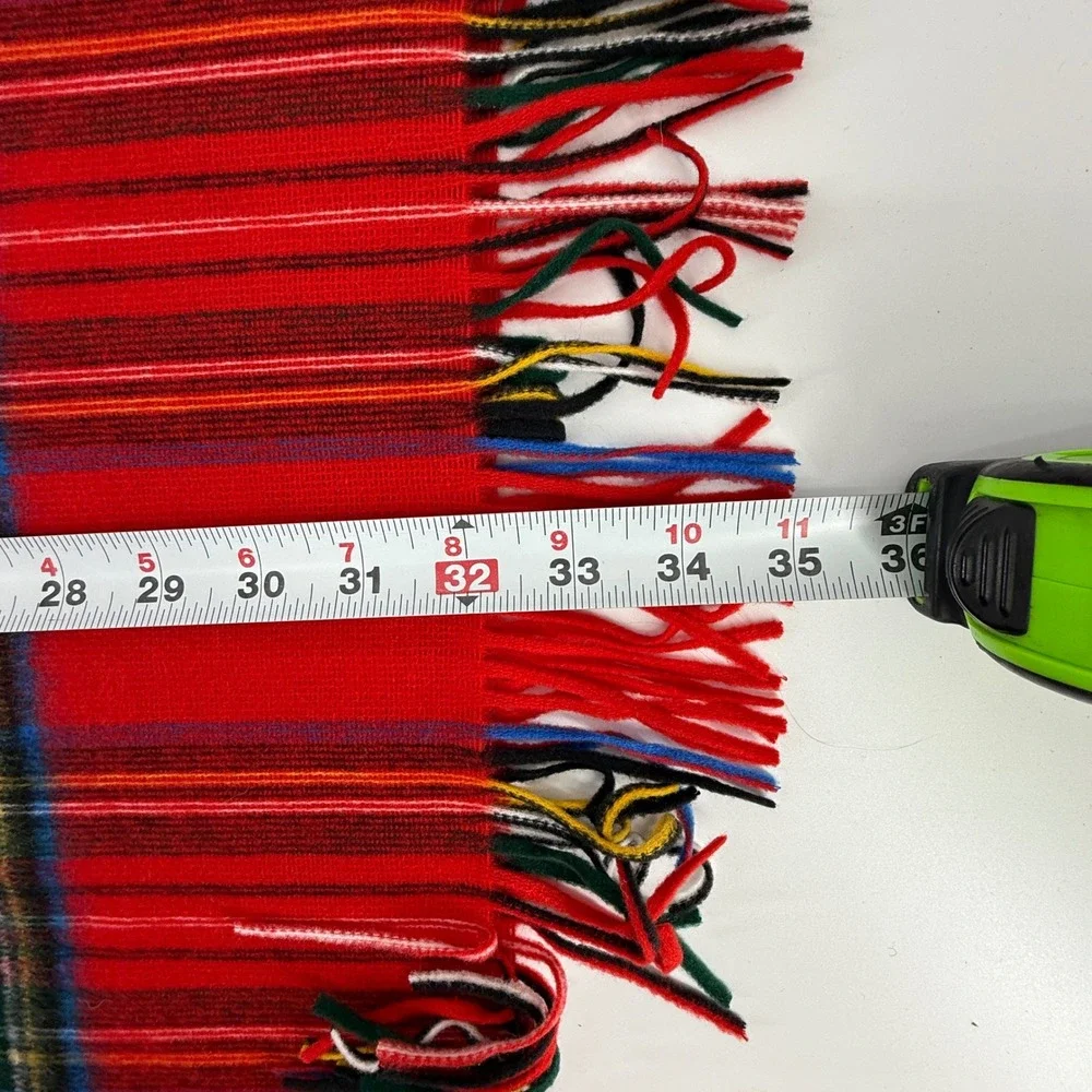 Red Plaid‎ Scarf Source Acrylic Tartan Check Fringe Winter Warm Made Germany